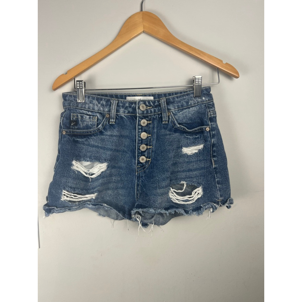 Women's KanCan Denim Shorts Blue Distressed Size 26